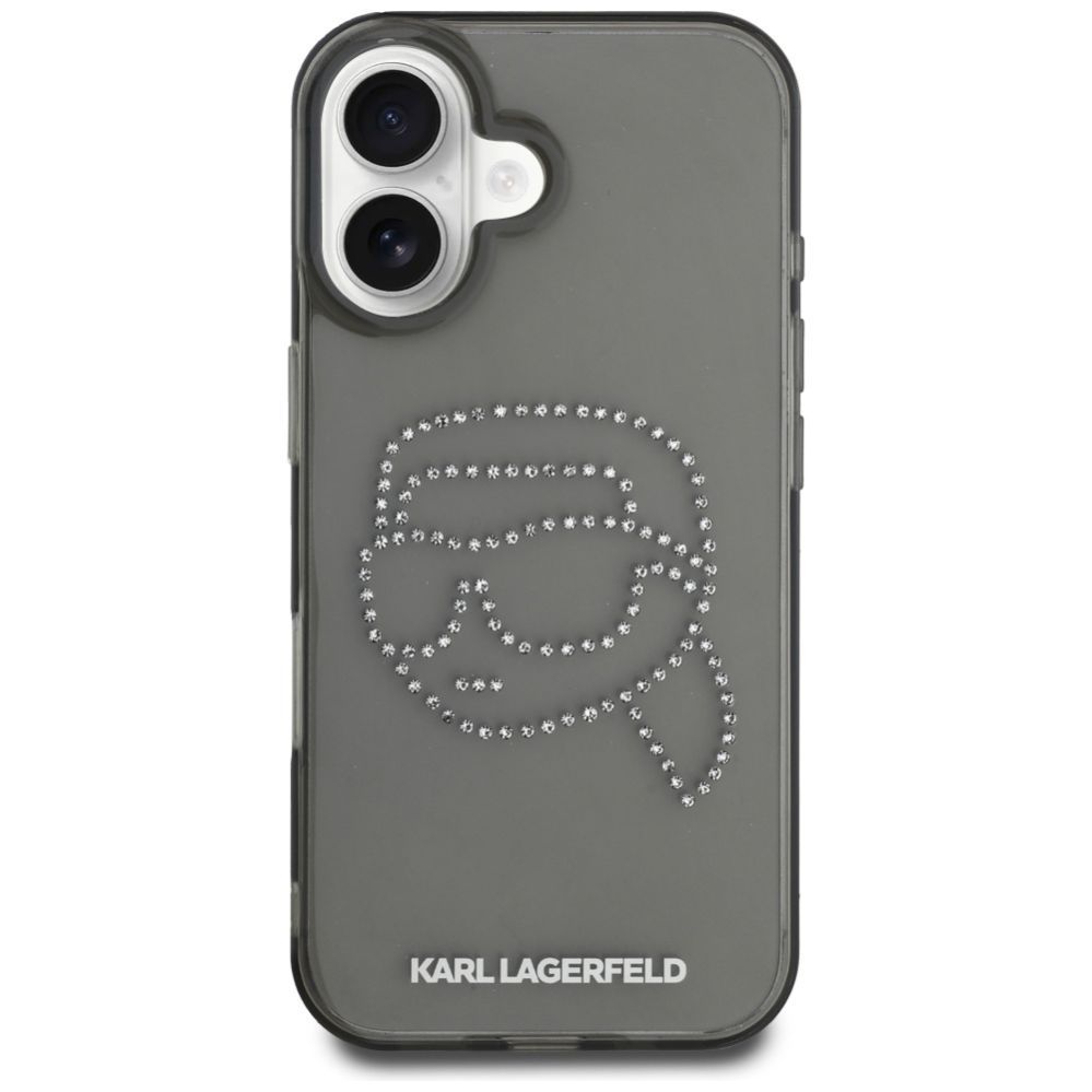 Kitos prekės Karl Lagerfeld Karl Lagerfeld IML Rhinestones Karl Head Case for iPhone 16 Black
