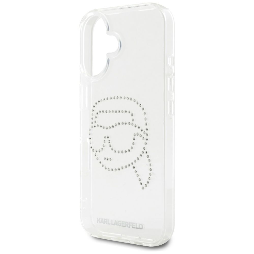 Citas preces Karl Lagerfeld Karl Lagerfeld IML Rhinestones Karl Head Case for iPhone 16 Clear