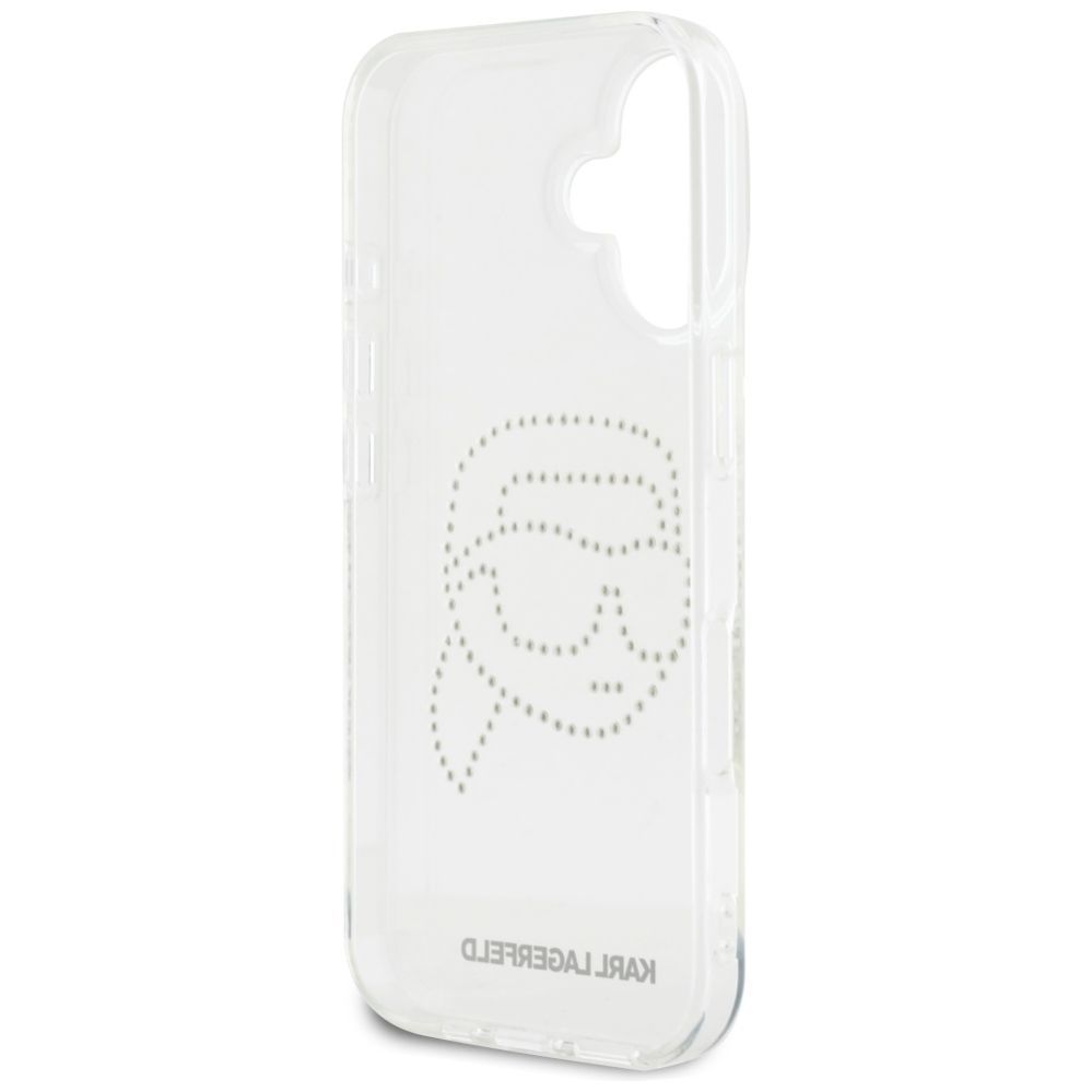 Citas preces Karl Lagerfeld Karl Lagerfeld IML Rhinestones Karl Head Case for iPhone 16 Clear