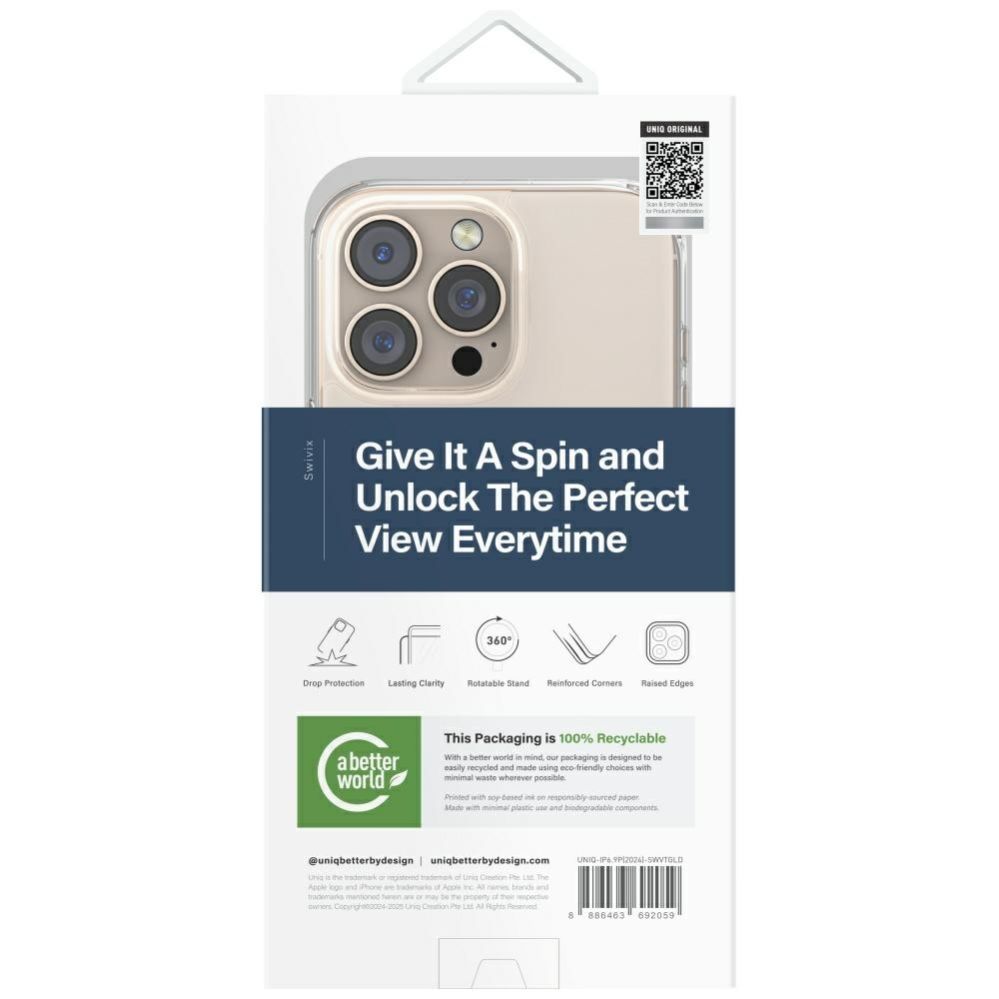 Citas preces UNIQ Uniq Swivix 360 Rotating Kickstand Case for iPhone 16 Pro Max - Gold