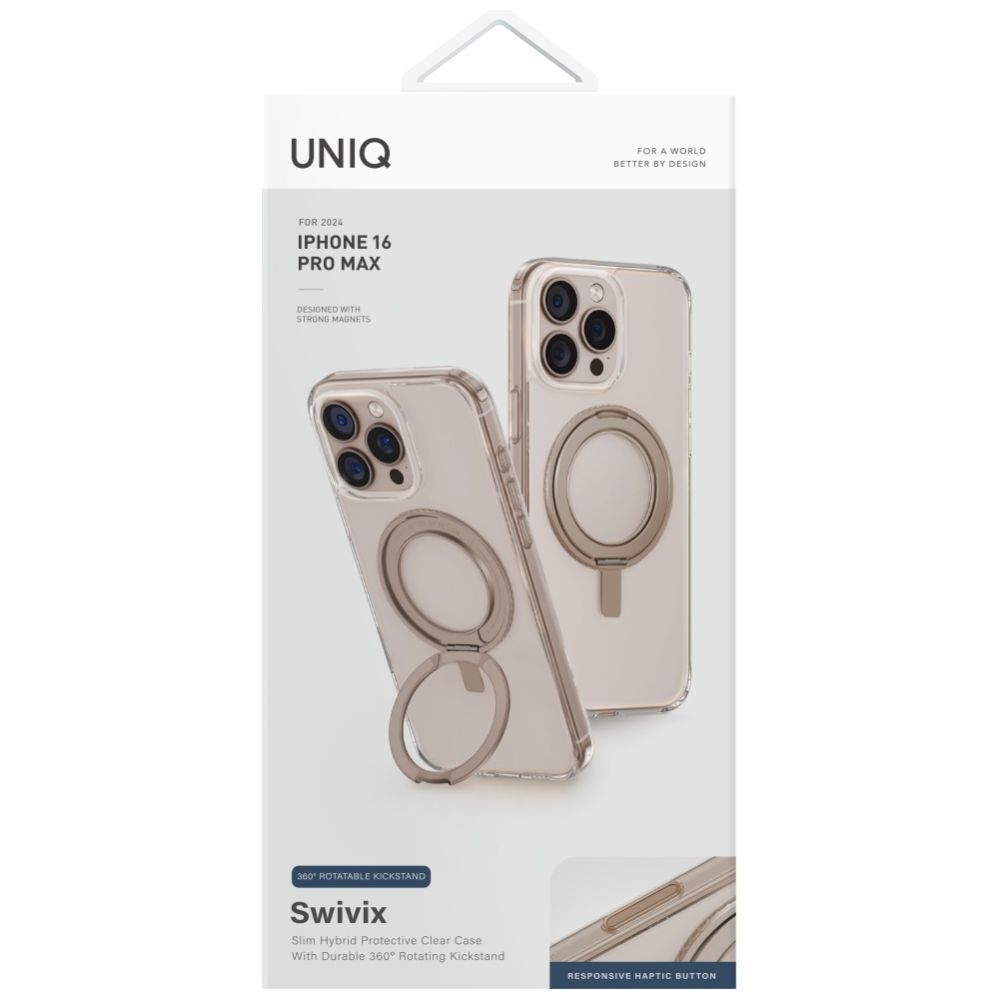 Citas preces UNIQ Uniq Swivix 360 Rotating Kickstand Case for iPhone 16 Pro Max - Gold