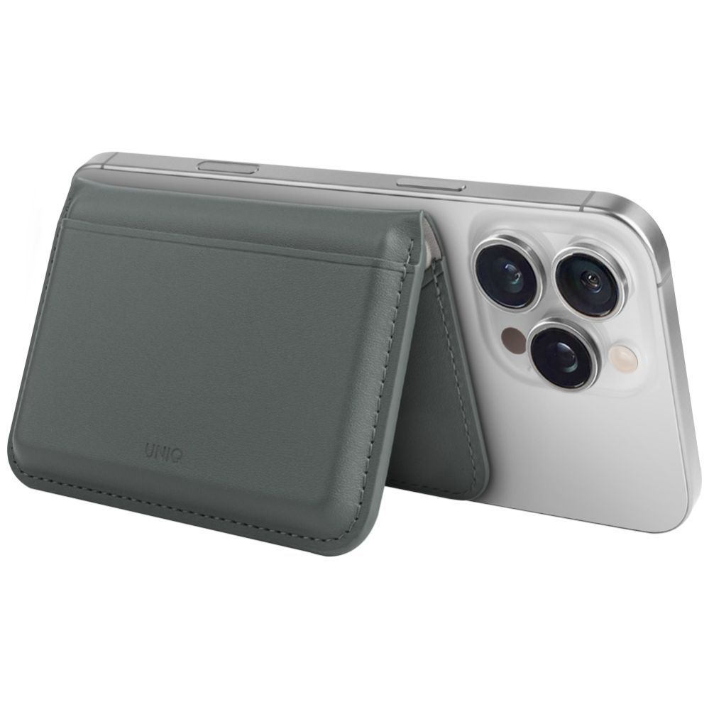 Citas preces UNIQ Uniq Lyden DS RFID Magnetic Wallet with Phone Stand - Green