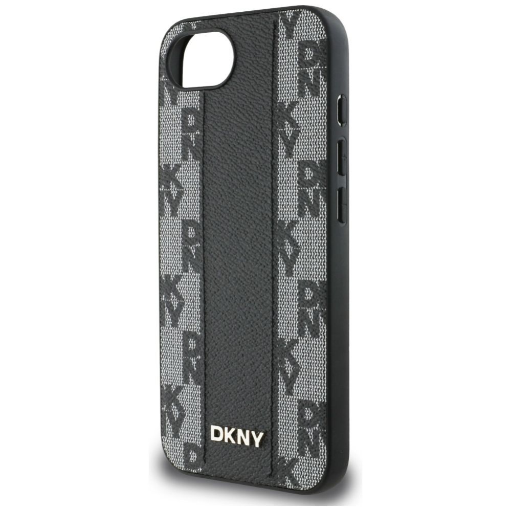 Citas preces DKNY DKNY Leather Checkered Mono Pattern MagSafe iPhone 16e Case - Black