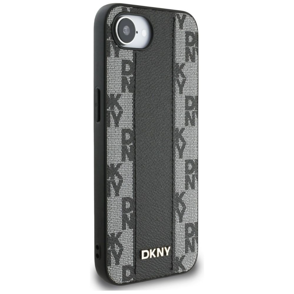 Citas preces DKNY DKNY Leather Checkered Mono Pattern MagSafe iPhone 16e Case - Black