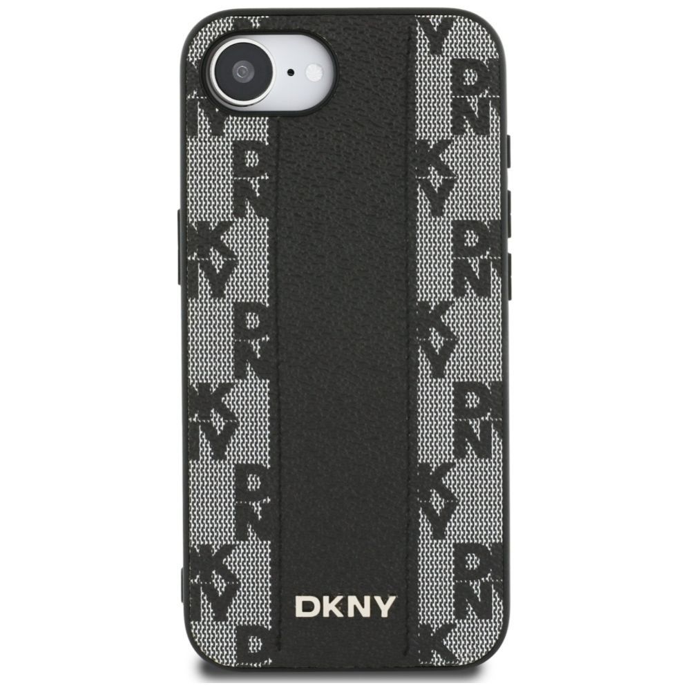 Citas preces DKNY DKNY Leather Checkered Mono Pattern MagSafe iPhone 16e Case - Black