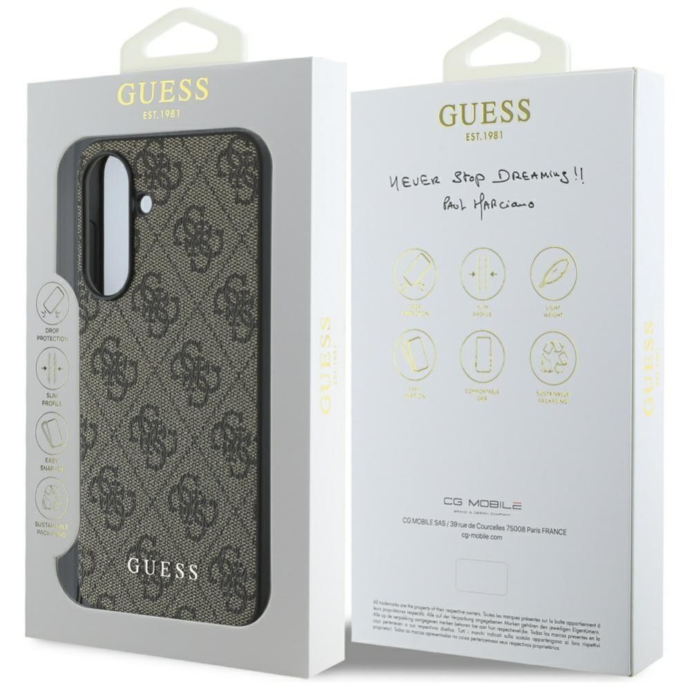 Citas preces Guess Guess 4G Charms Collection Case for Samsung Galaxy A56 - Brown