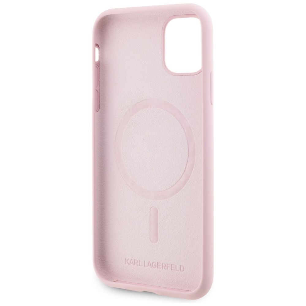 Citas preces Karl Lagerfeld Karl Lagerfeld Silicone Karl&Choupette MagSafe iPhone 11 Case - Pink