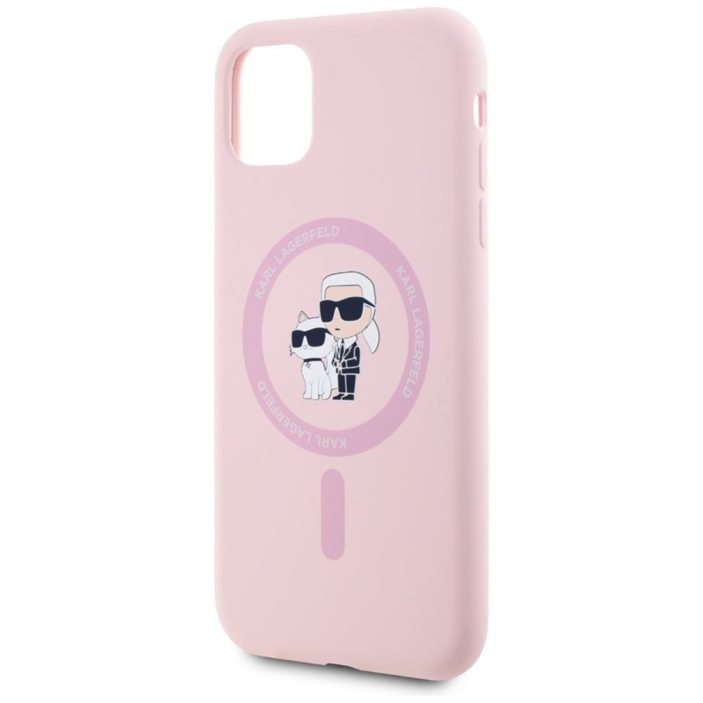 Citas preces Karl Lagerfeld Karl Lagerfeld Silicone Karl&Choupette MagSafe iPhone 11 Case - Pink