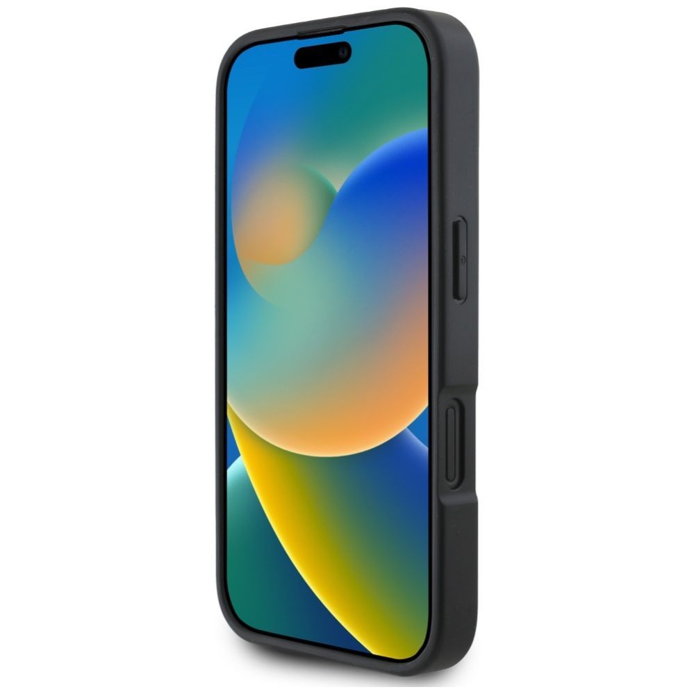 Kitos prekės Karl Lagerfeld Karl Lagerfeld HC Grained PU Cardslot Metal Elong iPhone 16 Case - Black