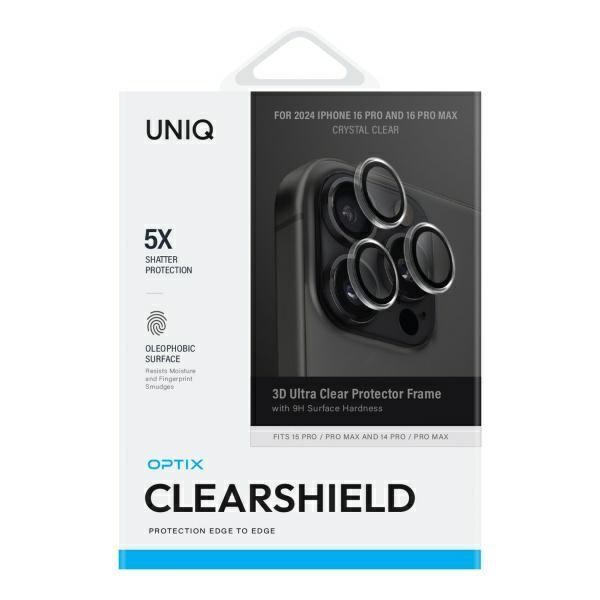Muud kaubad UNIQ Uniq Optix Clear Camera Lens Protector iPhone 16 Pro 6.3" / 16 Pro Max 6.9" crystal clear camera lens glass with applicator