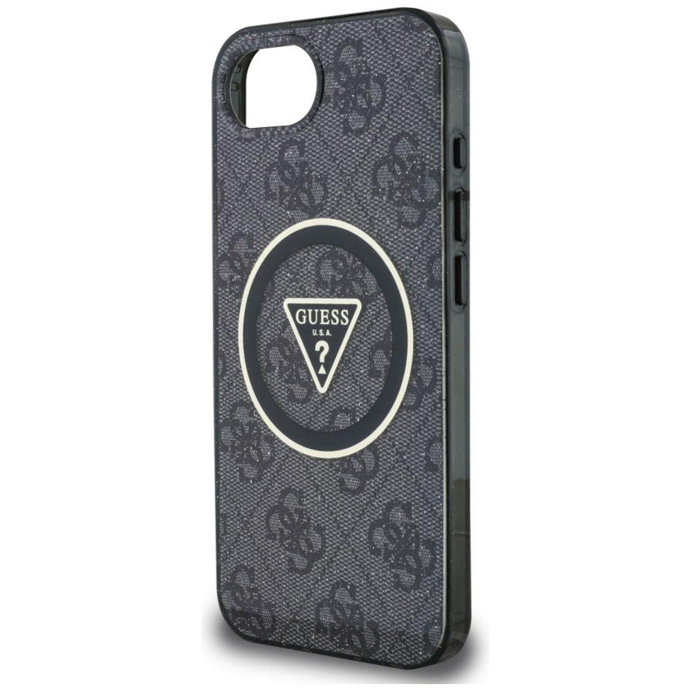 Citas preces Guess Guess IML Metal Glitter 4G Circle Triangle MagSafe Case for iPhone 16e - Black