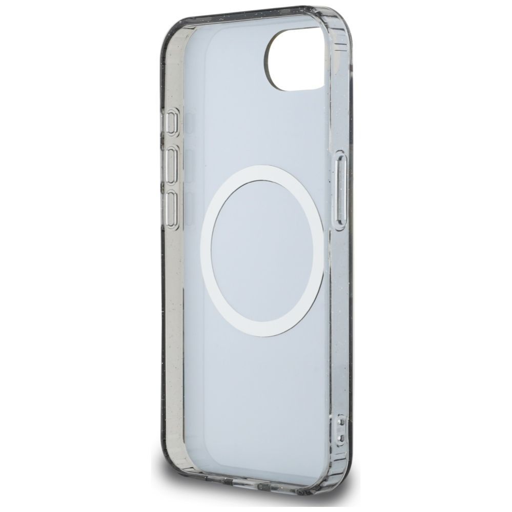 Citas preces Guess Guess IML Metal Glitter Flowers Triangle MagSafe case for iPhone 16e - black