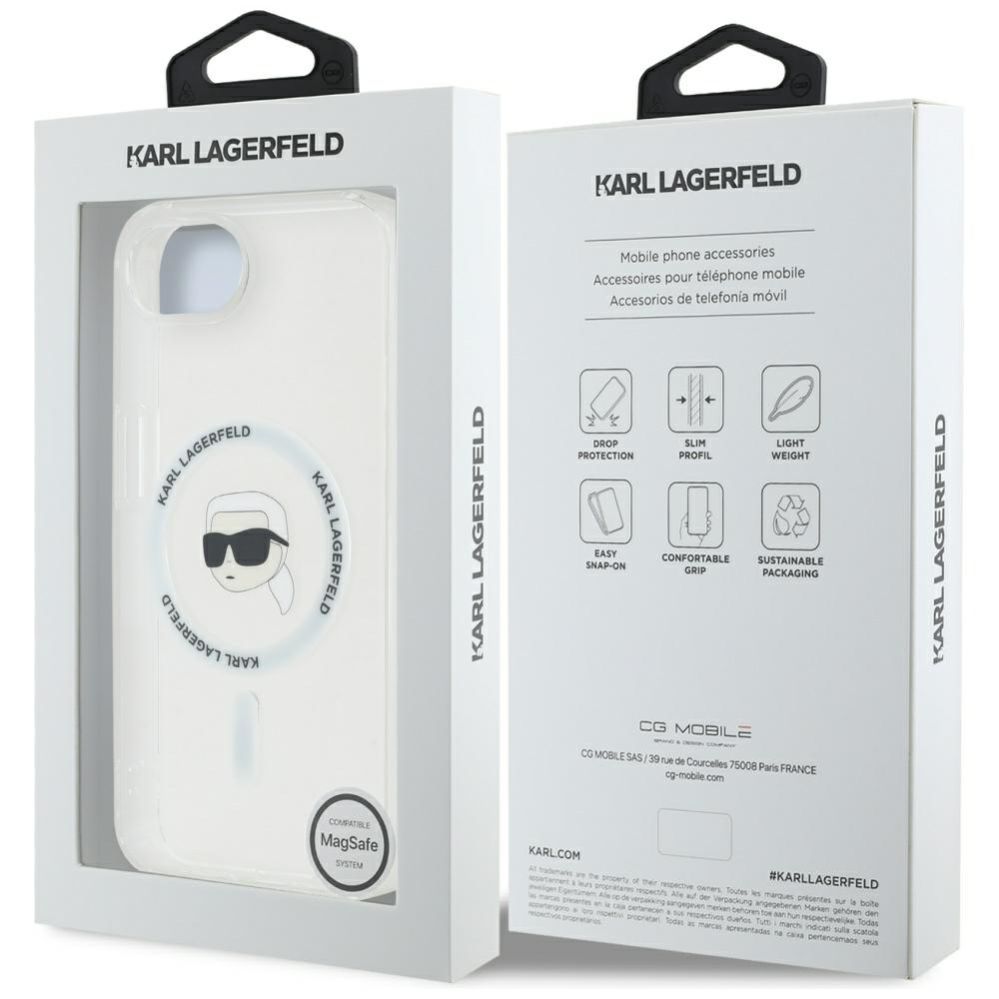 Citas preces Karl Lagerfeld Karl Lagerfeld IML Metal Karl Head MagSafe Case for iPhone 16e White