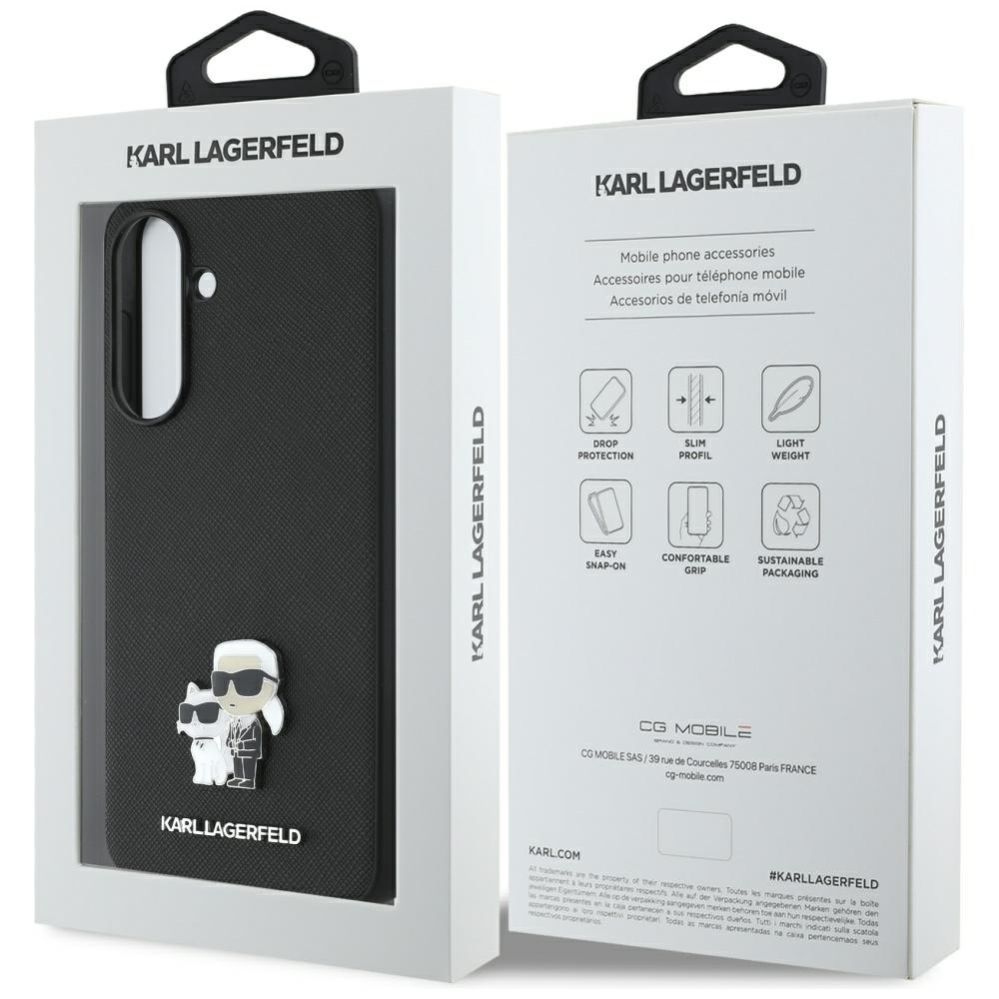 Citas preces Karl Lagerfeld Karl Lagerfeld Saffiano Case w/ K&C Metal Logo for Samsung Galaxy A36 - Black