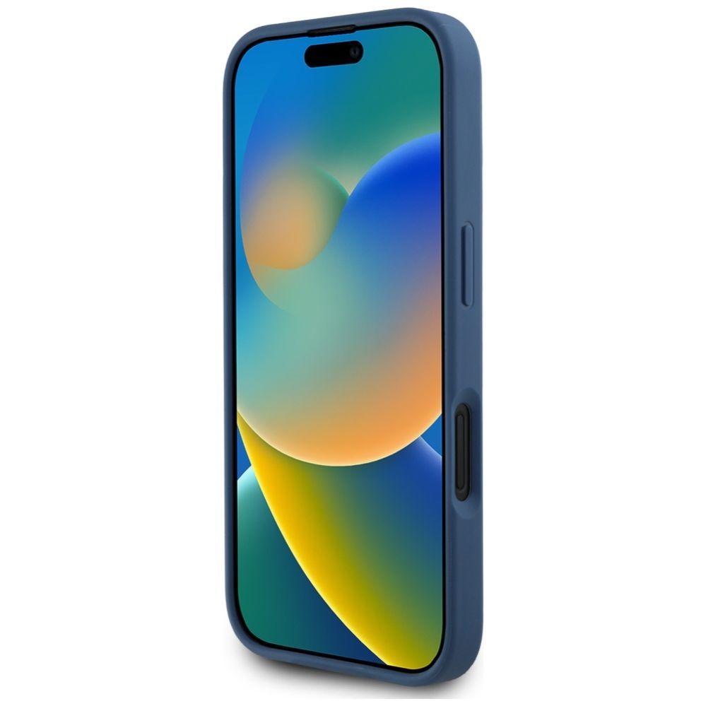 Citas preces Guess Guess Grained Roses Big 4G logo case for iPhone 16 - blue