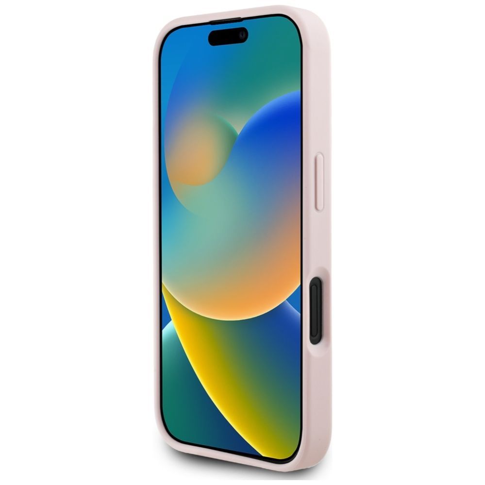 Citas preces Guess Guess Grained Roses Big 4G logo iPhone 16 case - pink