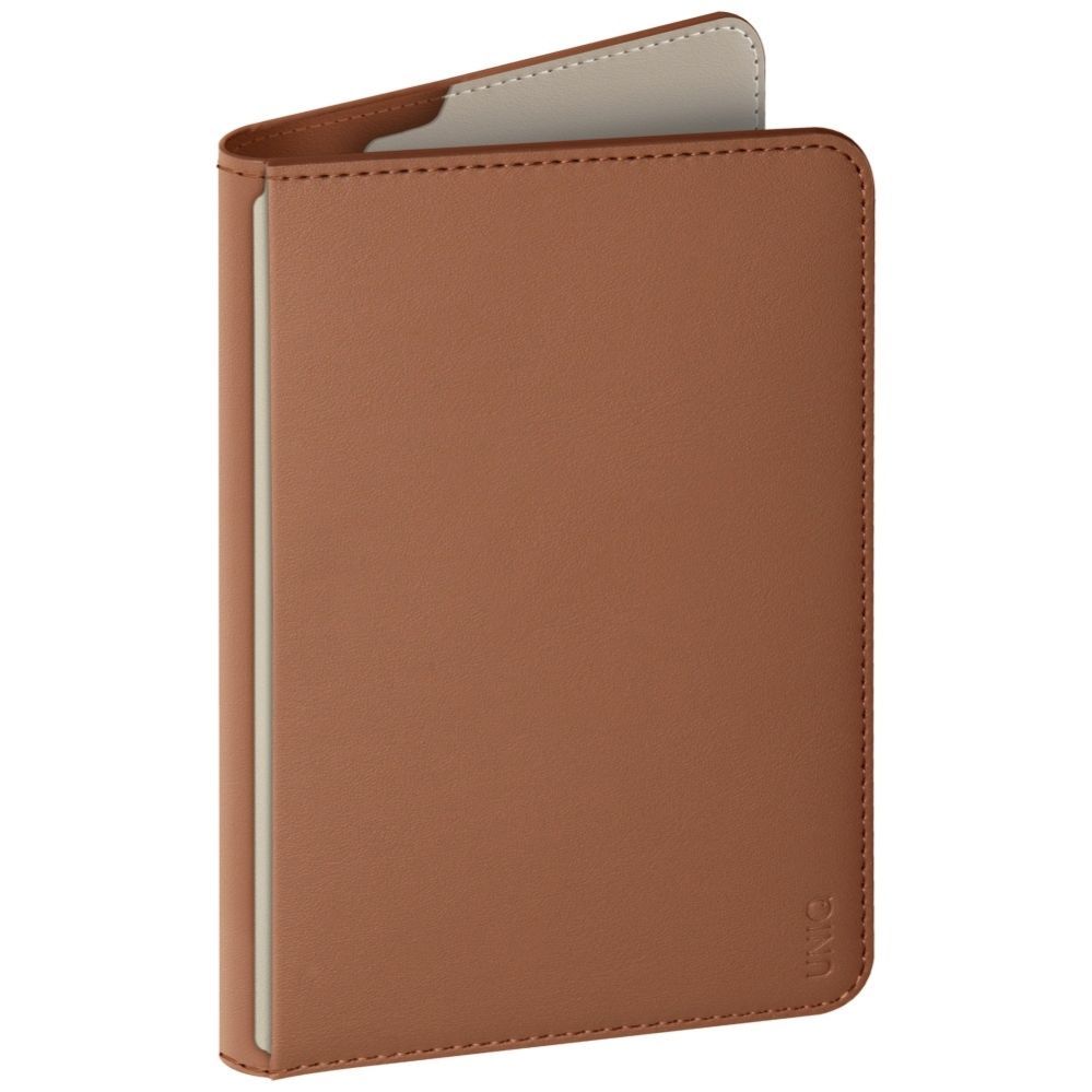 Citas preces UNIQ Uniq Belmont Passport Case with Apple Find My RFID Blocking Caramel Beige