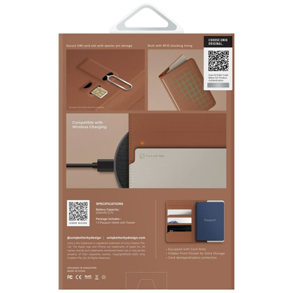 Citas preces UNIQ Uniq Belmont Passport Case with Apple Find My RFID Blocking Caramel Beige