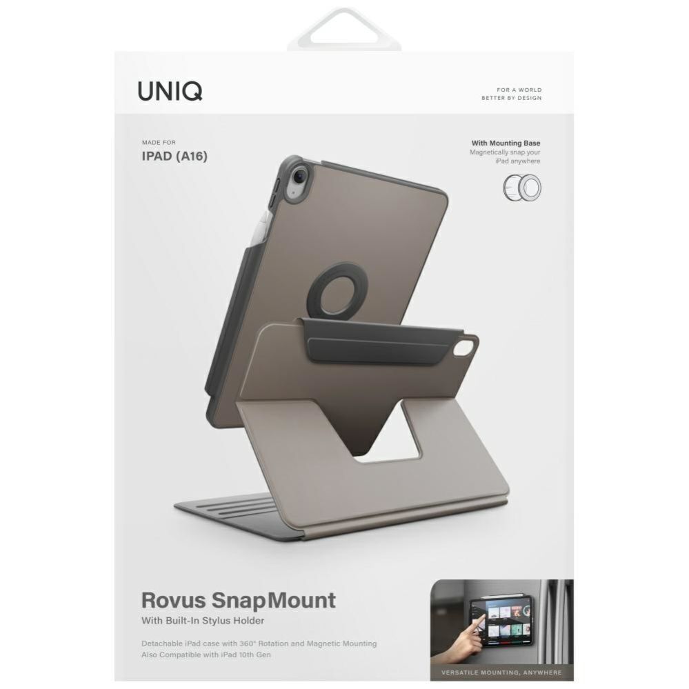 Muud kaubad UNIQ Uniq Rovus Snapmount Magnetic 360 Rotating Detachable Case for iPad 11" 2025 / iPad 10.9" 2022 (10th gen.) - Gray