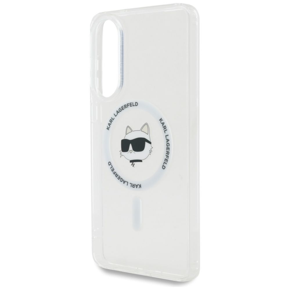 Kitos prekės Karl Lagerfeld Karl Lagerfeld Button Choupette Head Printed Logo MagSafe Case for Samsung Galaxy S25 Edge - White