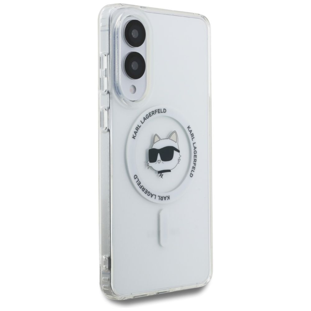Kitos prekės Karl Lagerfeld Karl Lagerfeld Button Choupette Head Printed Logo MagSafe Case for Samsung Galaxy S25 Edge - White