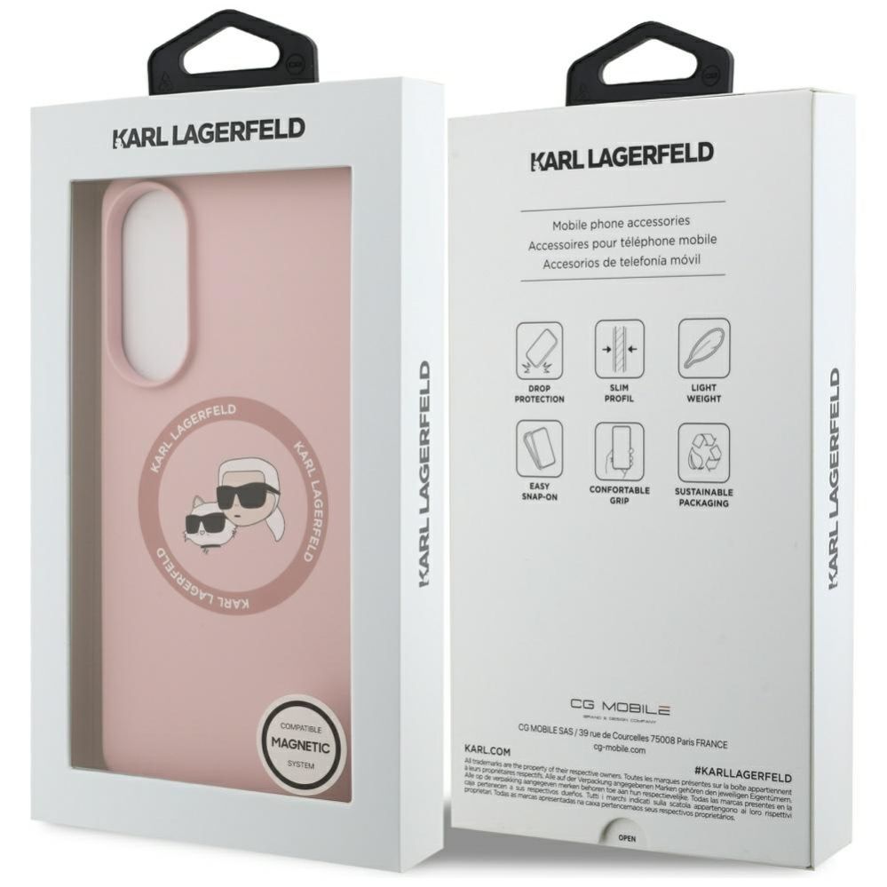 Citas preces Karl Lagerfeld Karl Lagerfeld Silicone Nauble Heads And Circle MagSafe Case for Samsung Galaxy S25 Edge - Pink