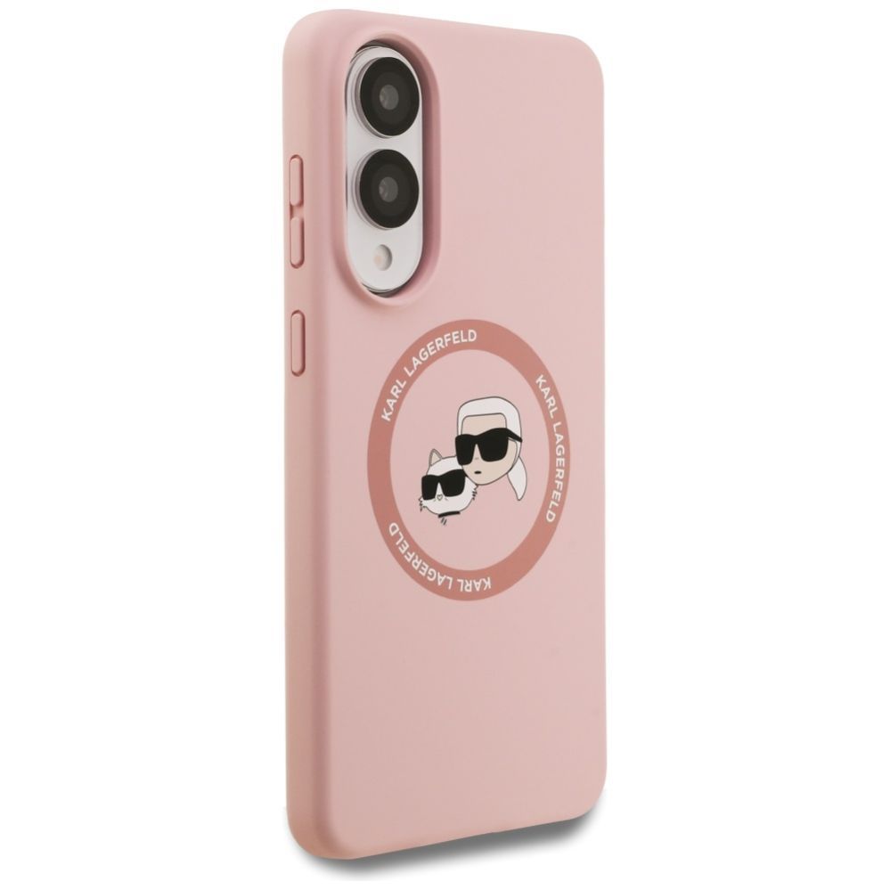 Citas preces Karl Lagerfeld Karl Lagerfeld Silicone Nauble Heads And Circle MagSafe Case for Samsung Galaxy S25 Edge - Pink
