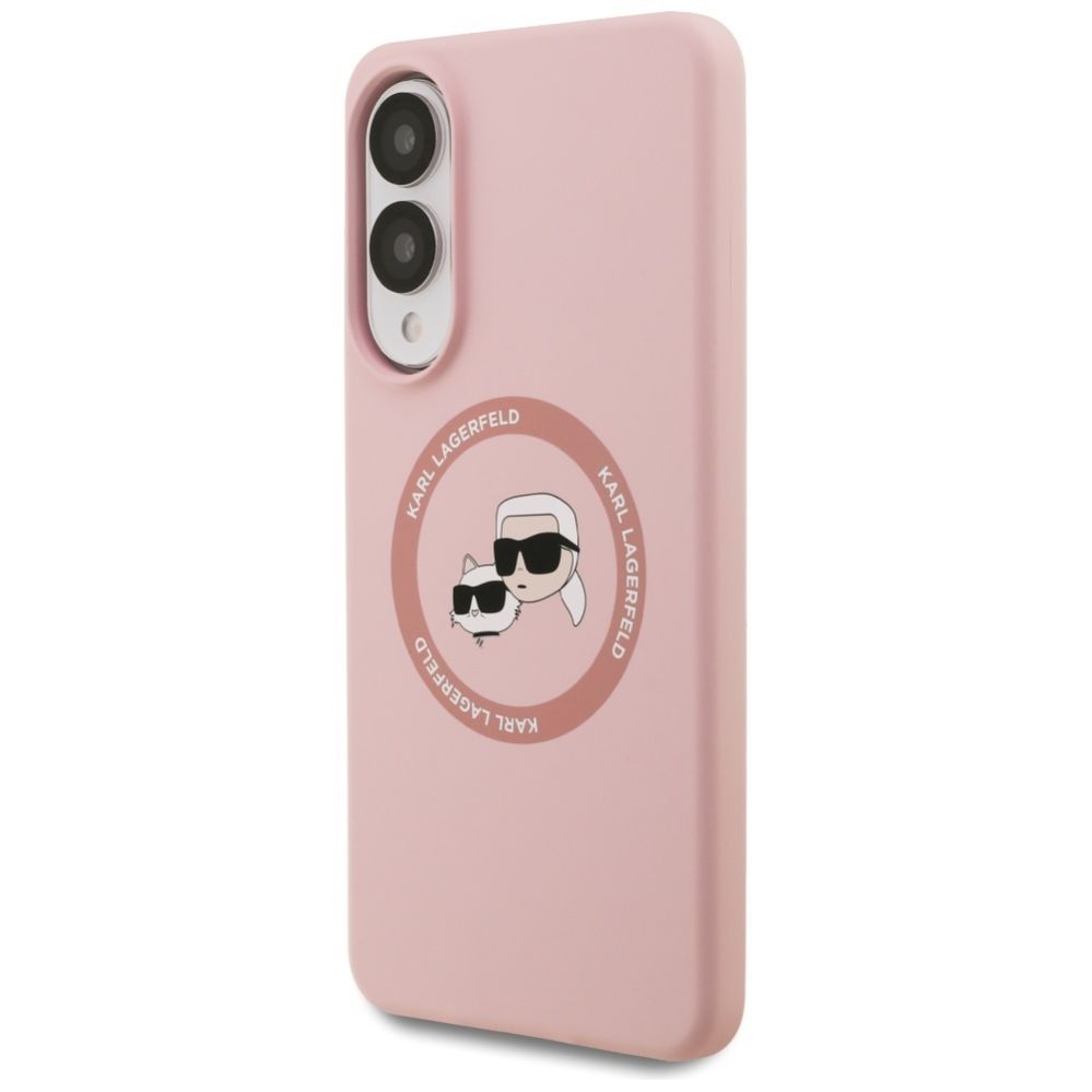 Citas preces Karl Lagerfeld Karl Lagerfeld Silicone Nauble Heads And Circle MagSafe Case for Samsung Galaxy S25 Edge - Pink