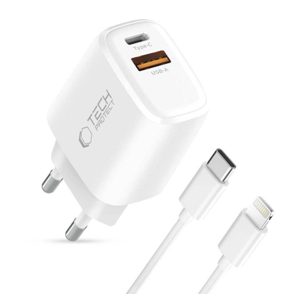 Other goods Tech-Protect Tech-Protect NCA30 PD 30W QC3.0 USB-A / USB-C Wall Charger + USB-C / Lightning Cable 100cm - White