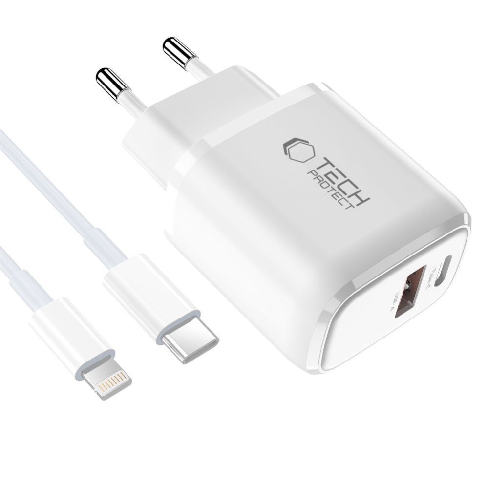 Other goods Tech-Protect Tech-Protect NCA30 PD 30W QC3.0 USB-A / USB-C Wall Charger + USB-C / Lightning Cable 100cm - White