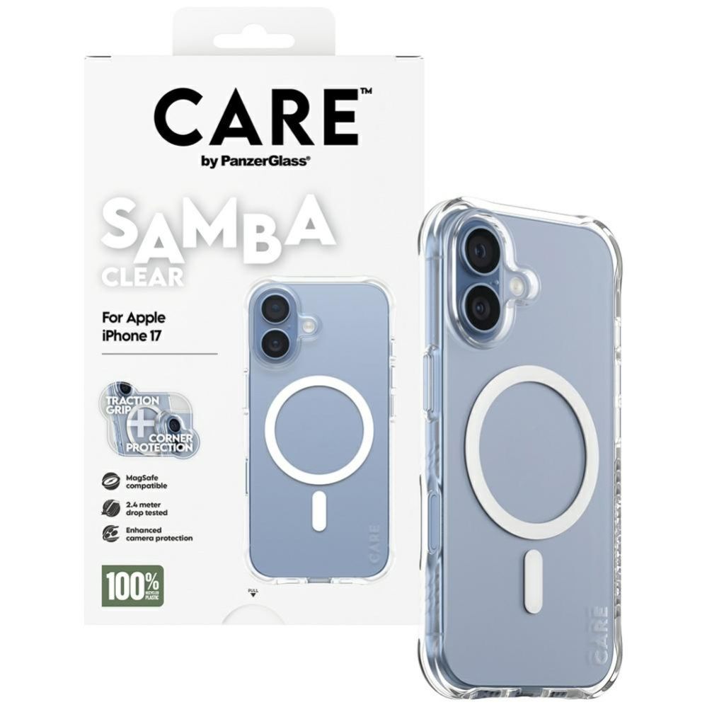 Citas preces Panzer Glass CARE by PanzerGlass Fashionable Samba Case w. White MagSafe for iPhone 17 - Transparent