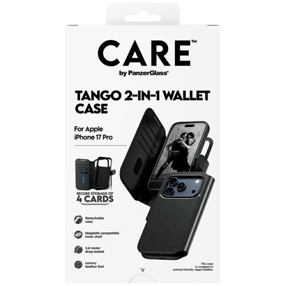 Citas preces Panzer Glass CARE by PanzerGlass Feature Tango 2in1 Wallet Case MagSafe for iPhone 17 Pro - Black