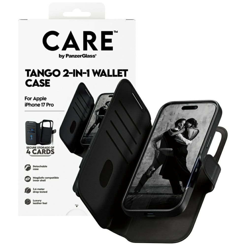 Citas preces Panzer Glass CARE by PanzerGlass Feature Tango 2in1 Wallet Case MagSafe for iPhone 17 Pro - Black
