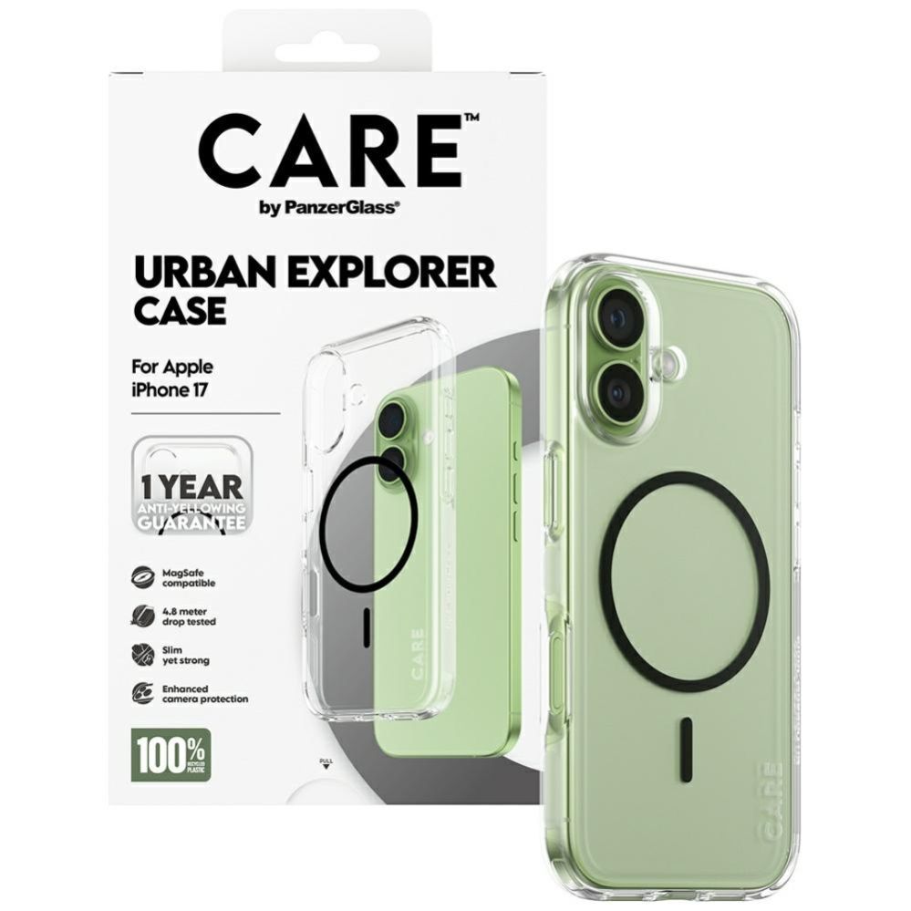 Kitos prekės Panzer Glass CARE by PanzerGlass Flagship Urban Explorer Case w. Black MagSafe for iPhone 17 - Transparent
