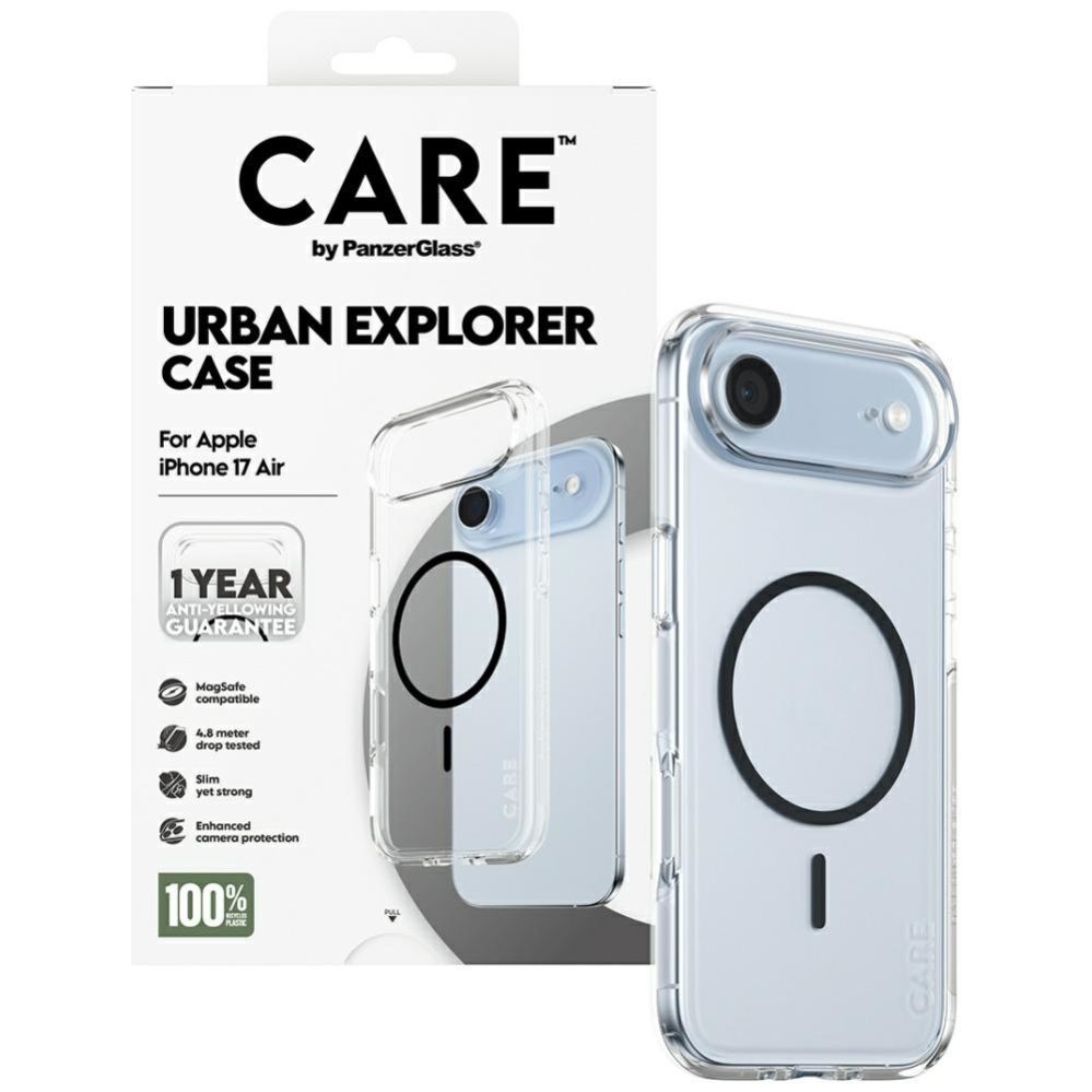 Citas preces Panzer Glass CARE by PanzerGlass Flagship Urban Explorer Case w. Black MagSafe for iPhone Air - Transparent