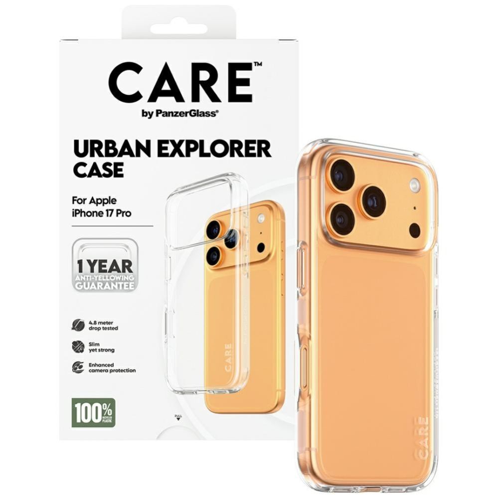 Citas preces Panzer Glass CARE by PanzerGlass Flagship Urban Explorer Case w. Clear Frame for iPhone 17 Pro - Transparent
