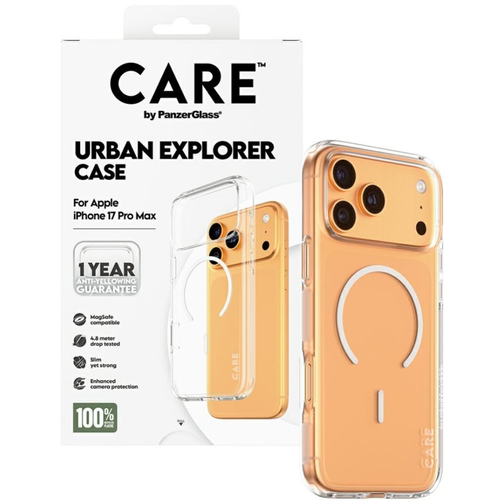 Citas preces Panzer Glass CARE by PanzerGlass Flagship Urban Explorer Case w. White MagSafe for iPhone 17 Pro Max - Transparent
