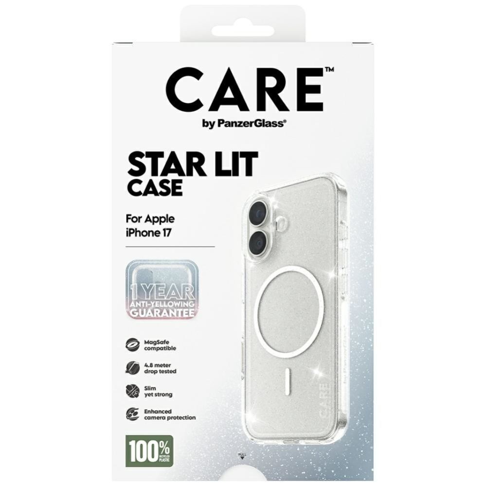 Citas preces Panzer Glass CARE by PanzerGlass Flagship Urban Explorer Case w. White MagSafe for iPhone 17 - Clear Glitter