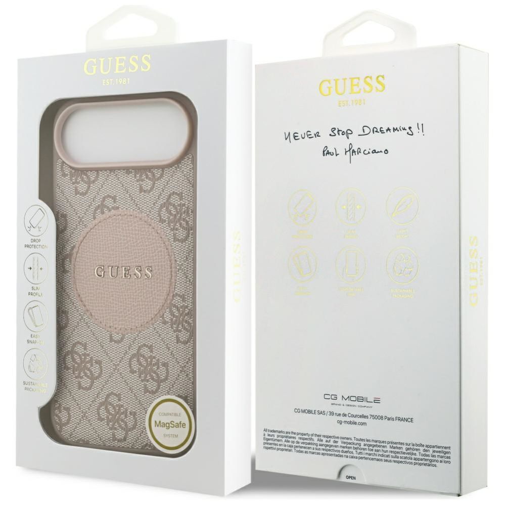 Citas preces Guess Guess 4G Circle Classic Logo MagSafe case for iPhone Air - pink