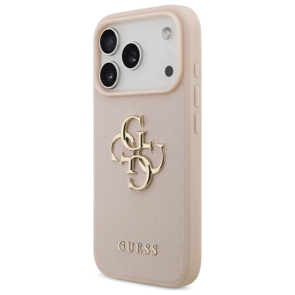 Citas preces Guess Guess Grained Big 4G & Classic Logo iPhone 17 Pro Case - Pink