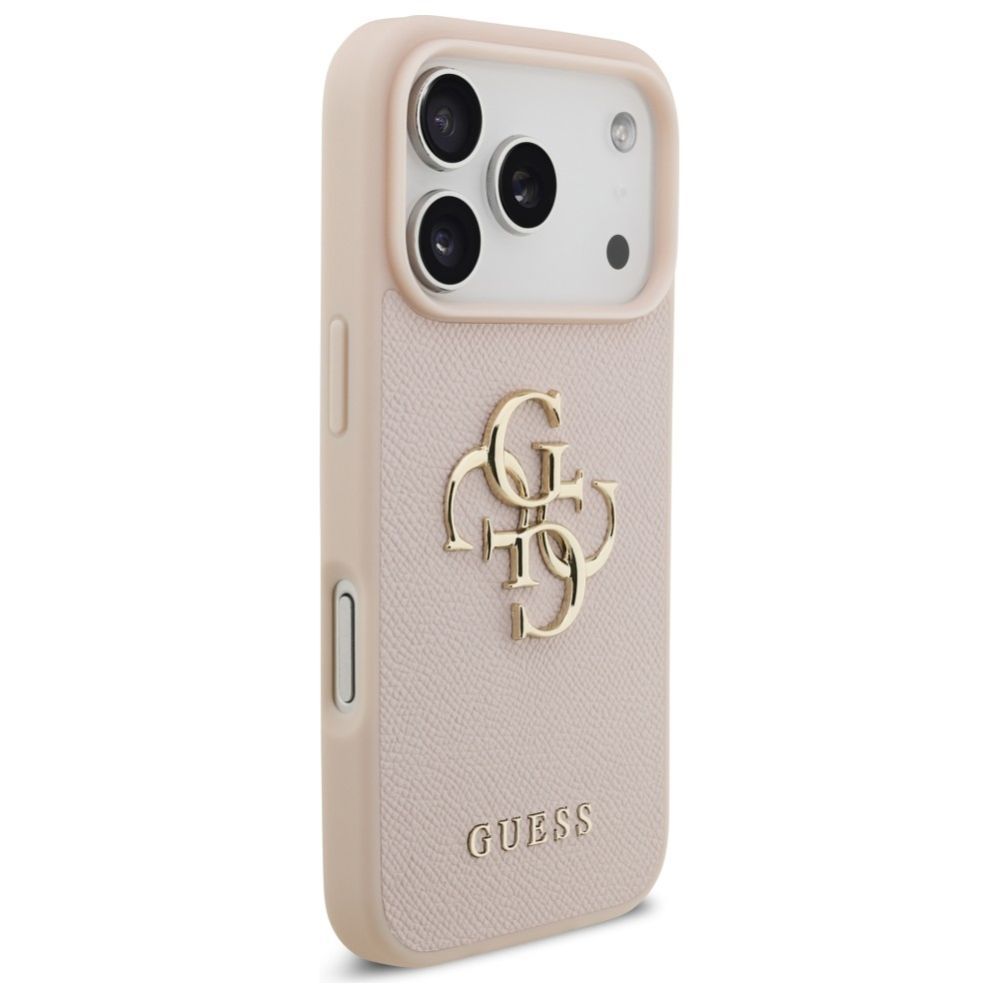 Citas preces Guess Guess Grained Big 4G & Classic Logo iPhone 17 Pro Case - Pink