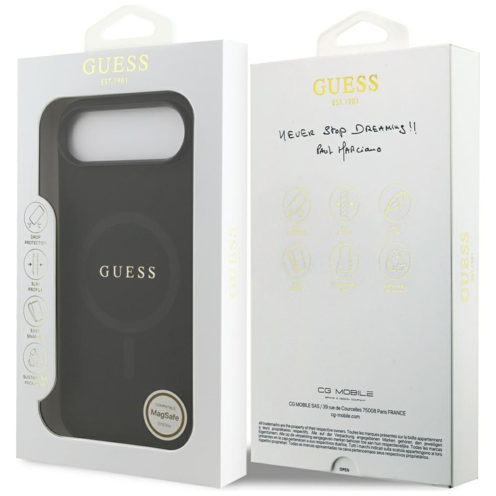 Citas preces Guess Guess Saffiano Classic Logo MagSafe case for iPhone Air - black