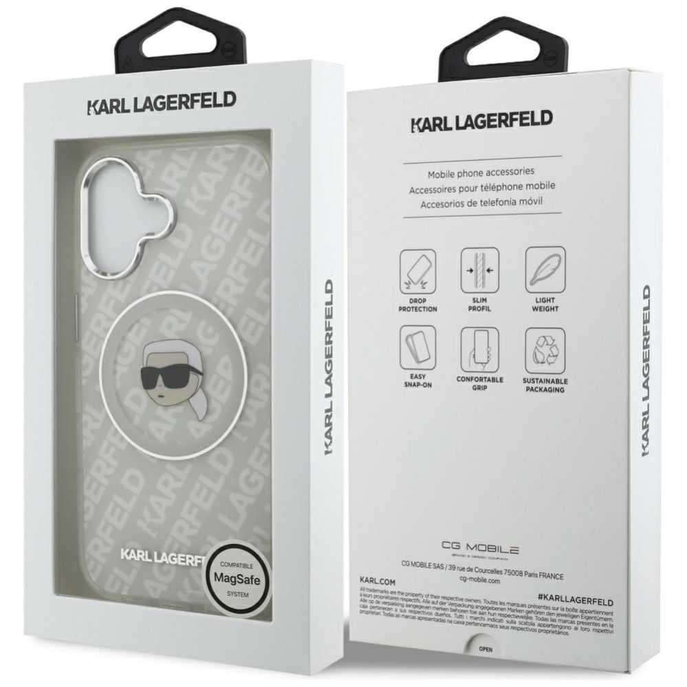 Kitos prekės Karl Lagerfeld Karl Lagerfeld IML Karl Head Logo MagSafe iPhone 17 Case - Gray
