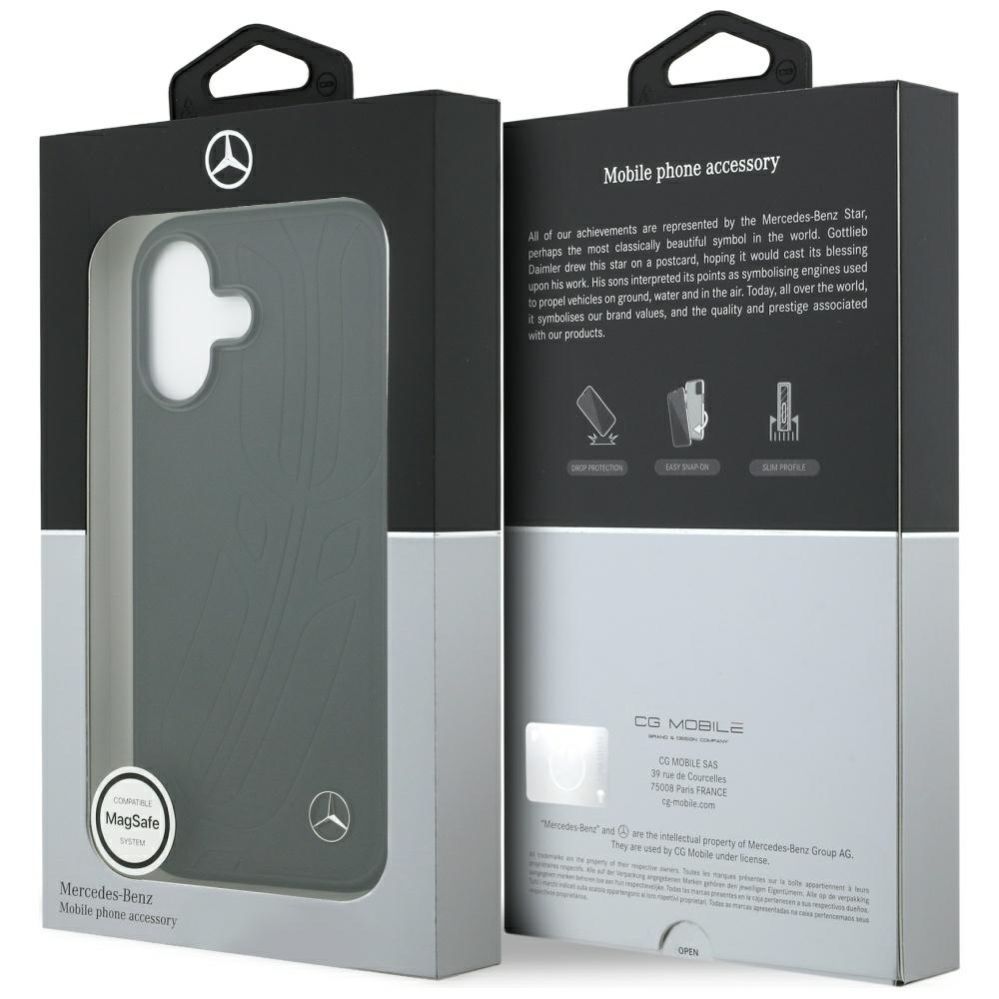 Citas preces Mercedes-Benz Mercedes Leather Large Laurel Leave MagSafe Case for iPhone 17 - Black