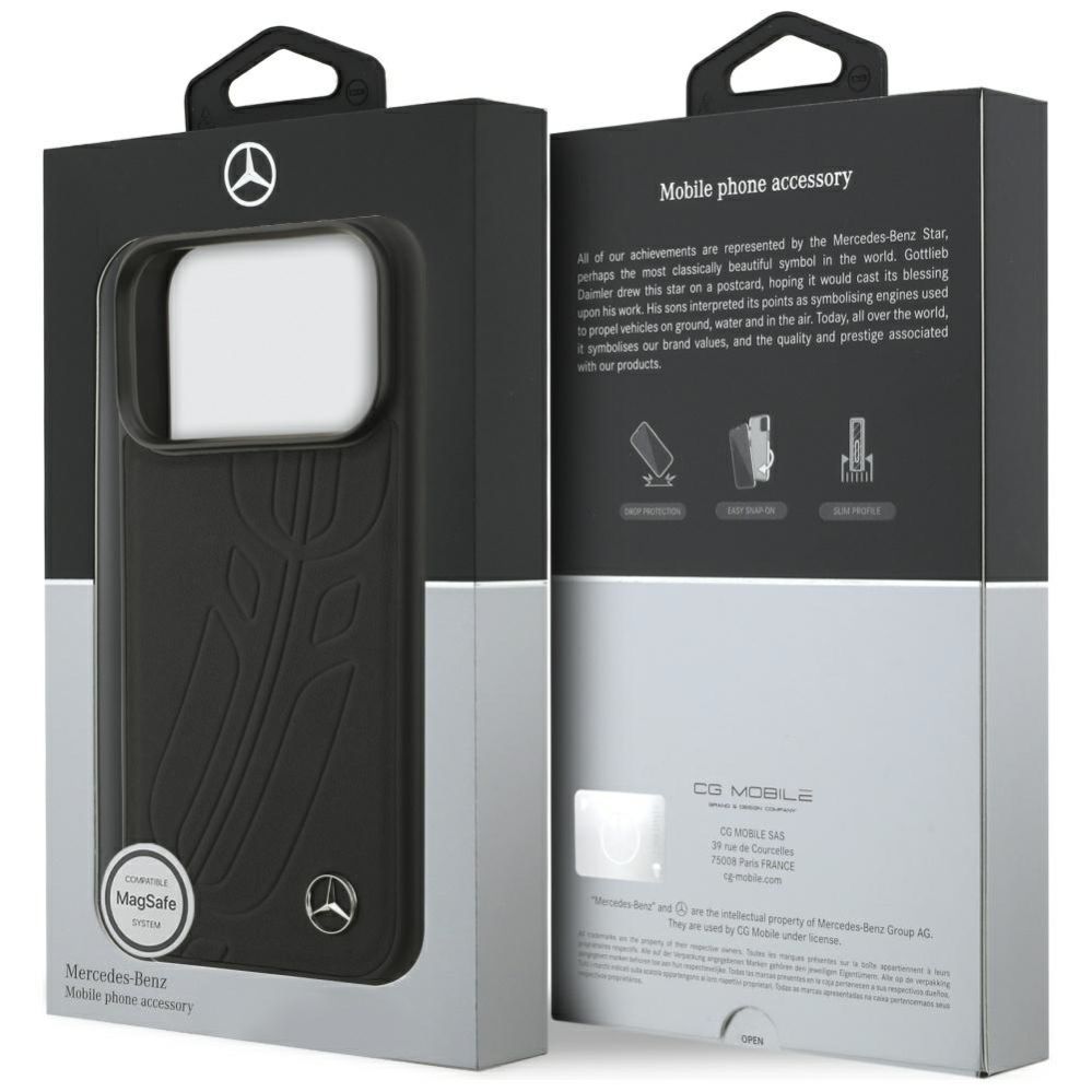 Citas preces Mercedes-Benz Mercedes Leather Large Laurel Leave MagSafe Case for iPhone 17 Pro - Black