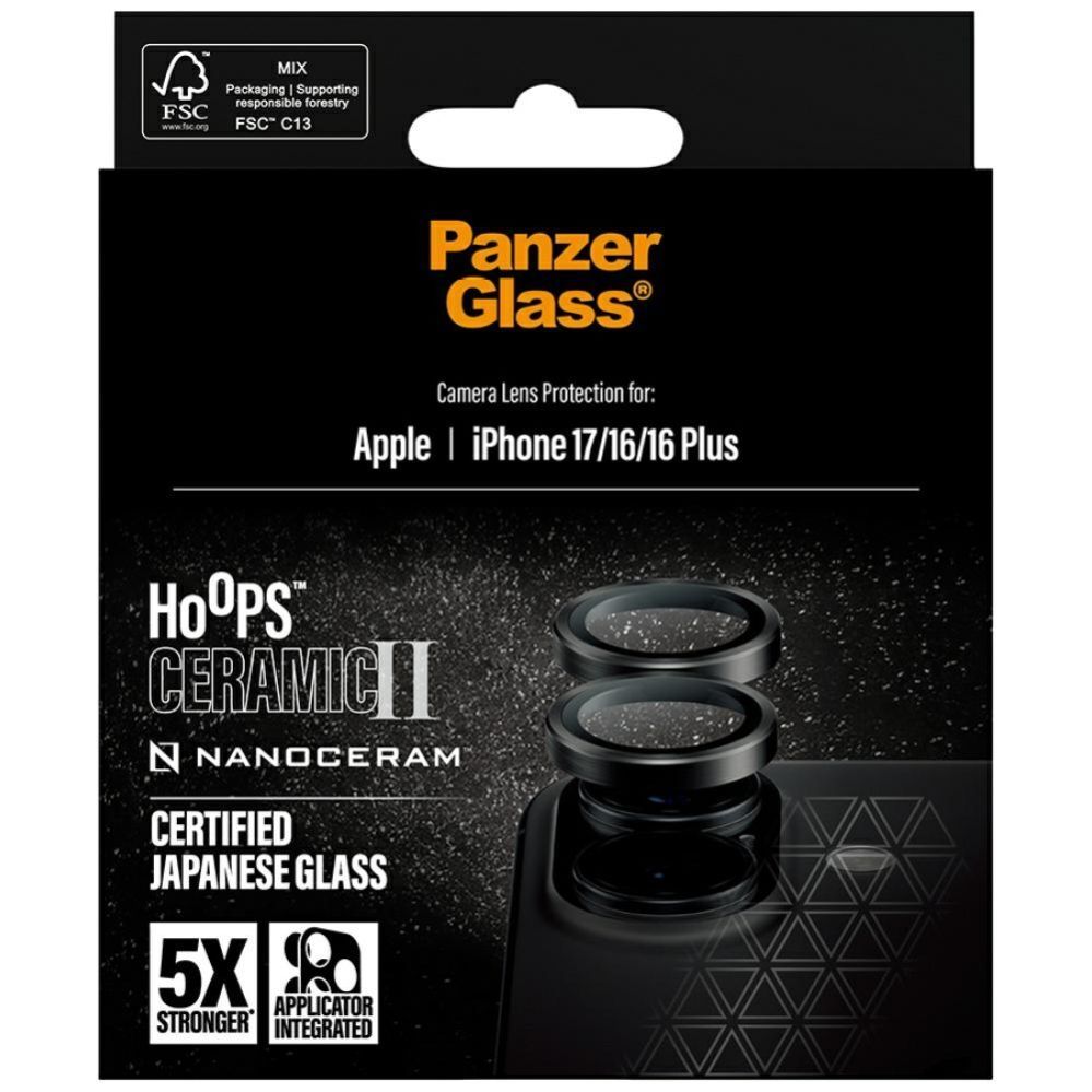 Citas preces Panzer Glass PanzerGlass Hoops Ceramic II Tempered Glass Lens Screen Protector for iPhone 16 / 16 Plus / 17