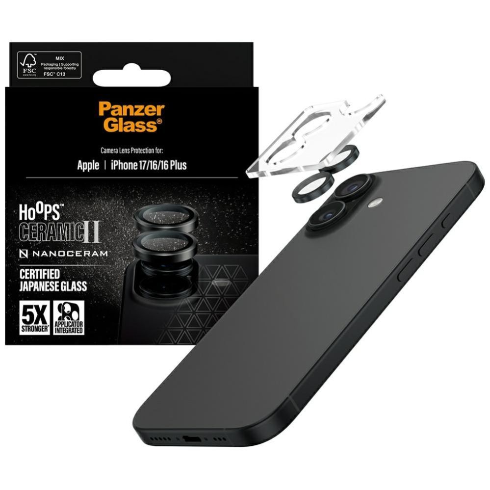 Citas preces Panzer Glass PanzerGlass Hoops Ceramic II Tempered Glass Lens Screen Protector for iPhone 16 / 16 Plus / 17