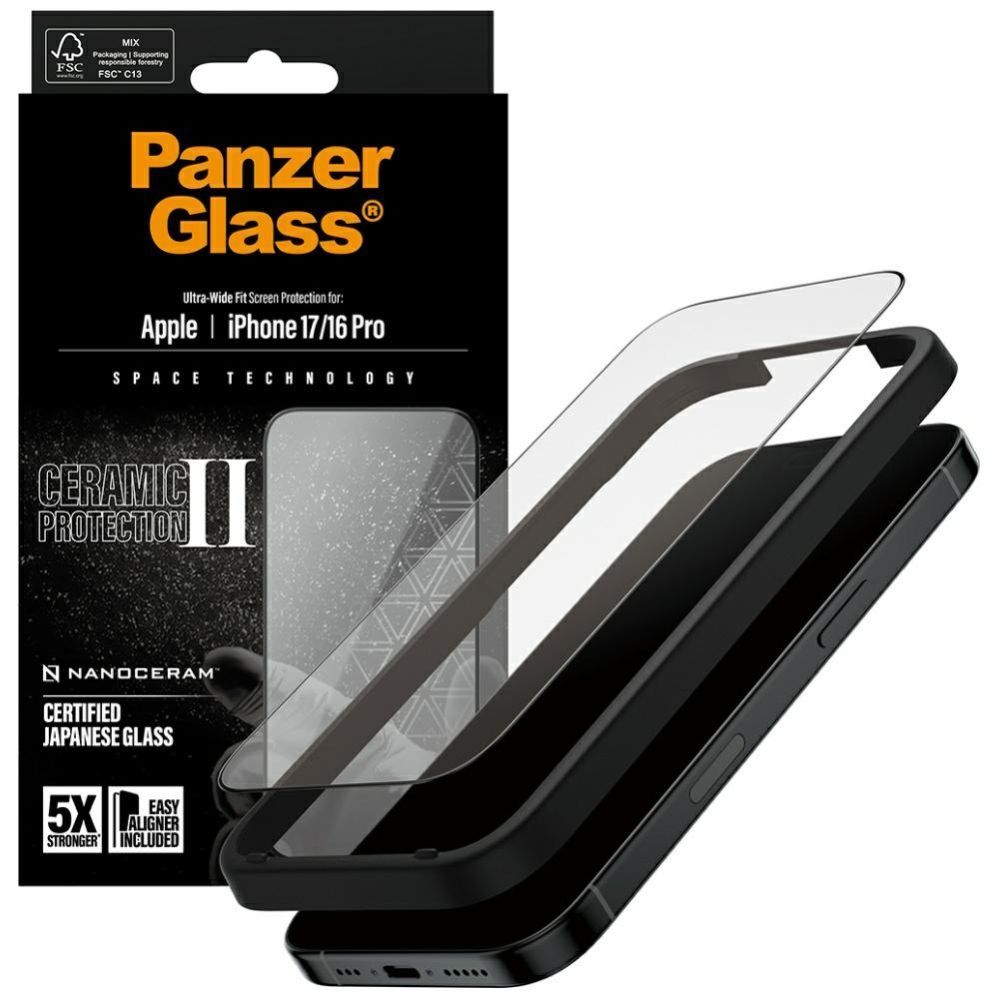 Muud kaubad Panzer Glass PanzerGlass Ceramic II Ultra-Wide Fit EasyAligner Tempered Glass for iPhone 16 / 16 Plus / 17