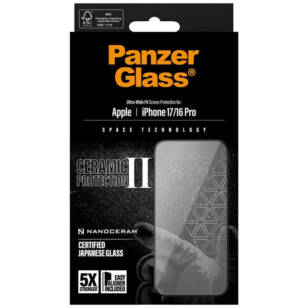Muud kaubad Panzer Glass PanzerGlass Ceramic II Ultra-Wide Fit EasyAligner Tempered Glass for iPhone 16 / 16 Plus / 17
