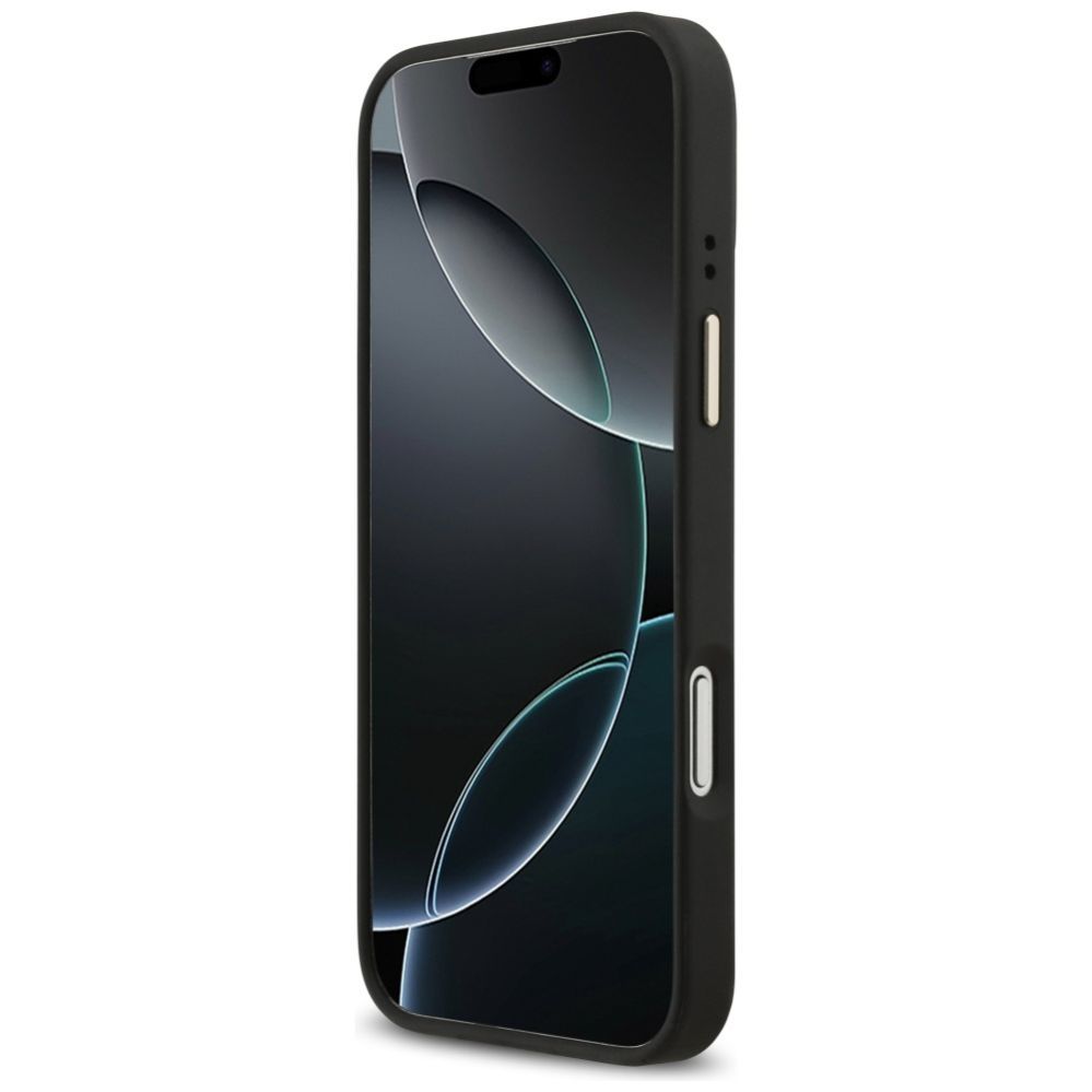 Citas preces Guess Guess 4G Srtass Logo & Big Strap Metal Buttons MagSafe Case for iPhone 17 Pro Max - Black